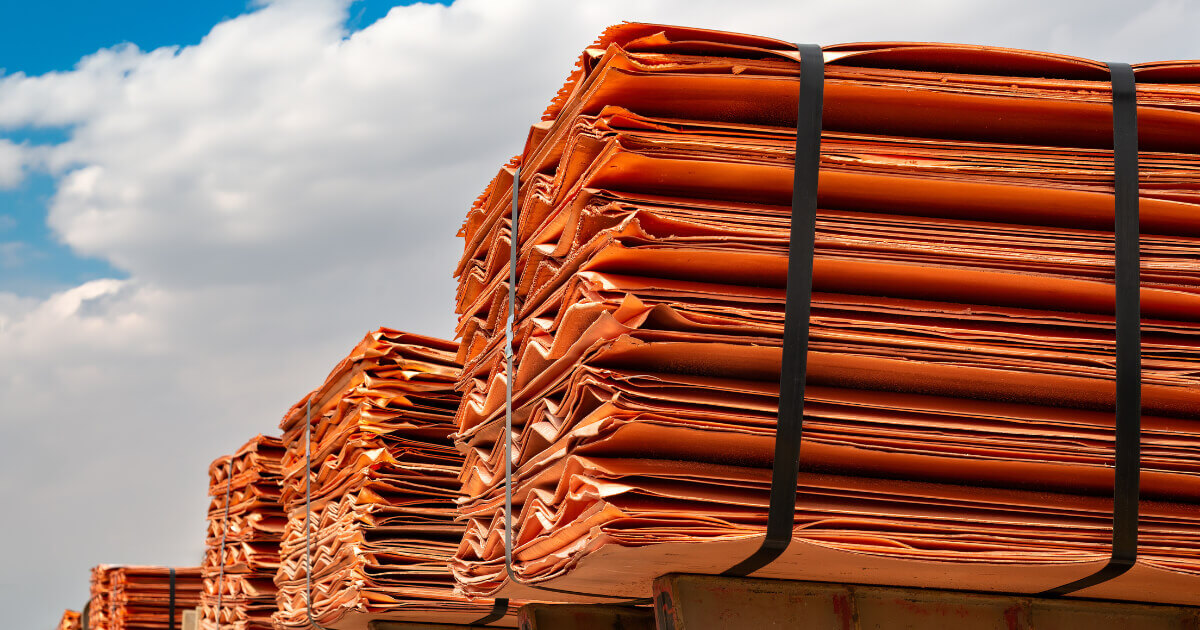 Stack of copper sheets