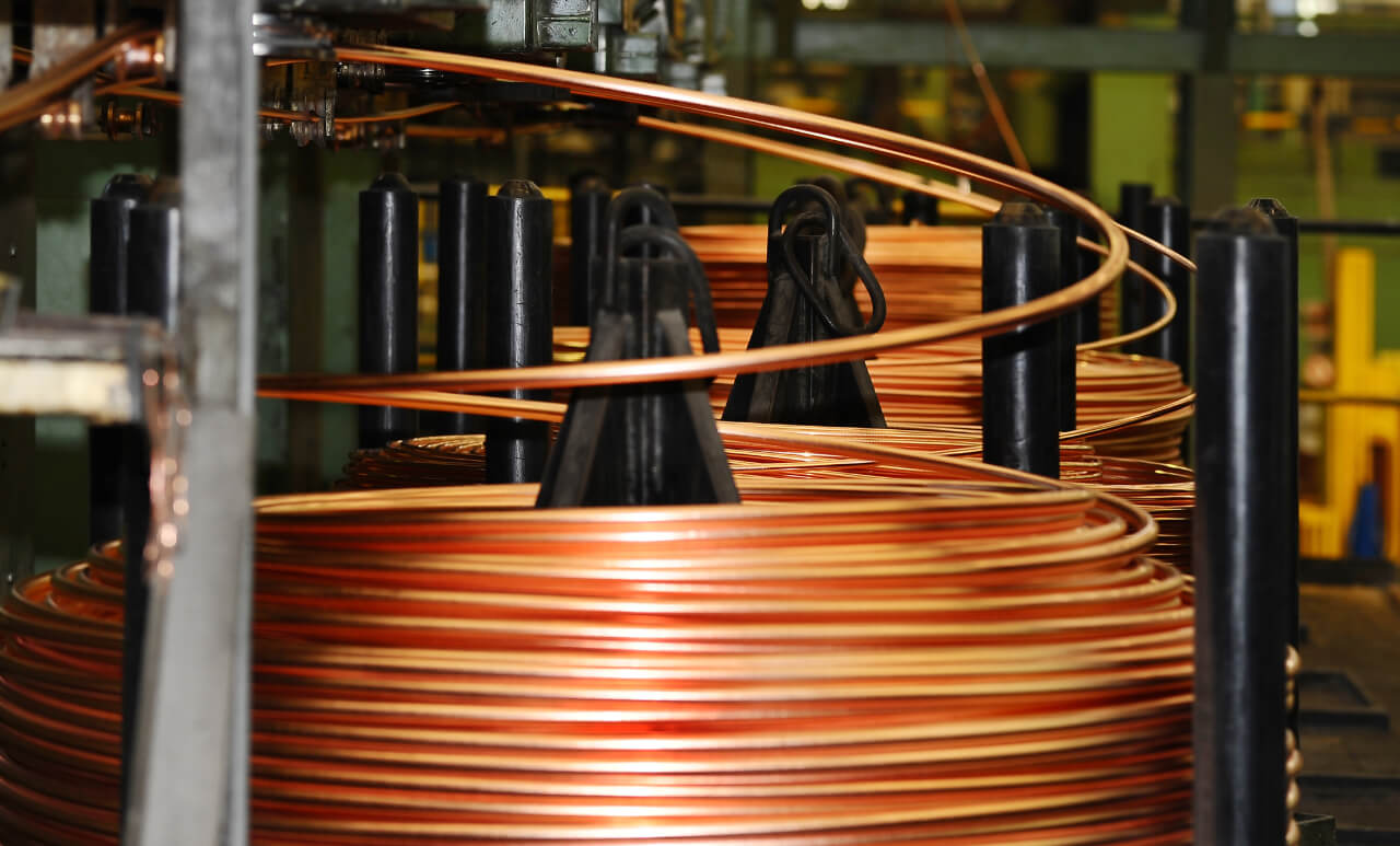 Copper coils in an industrial setting
